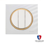 کلید یک پل ویرا مدل آلفا اسپرت گلس سفید(زه طلایی)