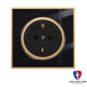 کلید یک پل ویرا مدل آلفا کلاسیک گلس مشکی(زه طلایی)