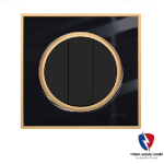 کلید یک پل ویرا مدل آلفا کلاسیک گلس مشکی(زه طلایی)