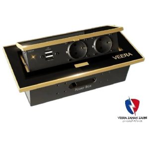 پریز توکار کابینتی ویرا کلاسیک طلایی مشکی(usbدار)