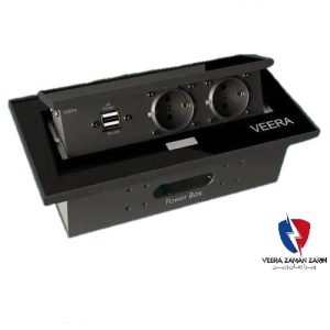 پریز توکار کابینتی ویرا کلاسیک مشکی(usbدار)