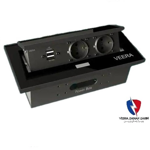 پریز توکار کابینتی ویرا کلاسیک مشکی(usbدار)